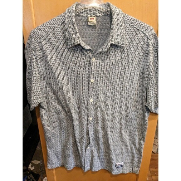 Vintage Levis Button Up Shirt Mens Size‎ Medium Blue Chambray Long Sleeve 90s - Picture 1 of 5